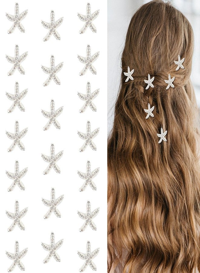 ACO-UINT 20 Pcs Beach Hair Clips with White Rhinestones - Starfish and Mermaid Themed Cute Accessories for Women and Girls - Image 1